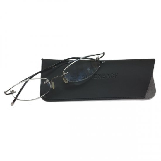 +1 Diopter Eschenbach Rimless Reading Glasses - Gun Metal Oval - Click Image to Close