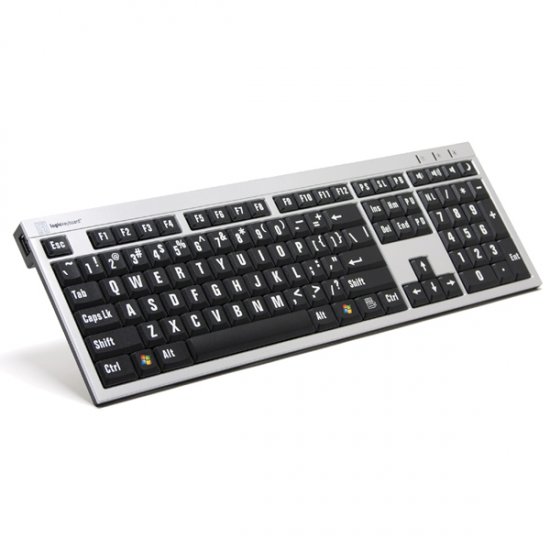 LargePrint White on Black - PC Slimline Keyboard - Click Image to Close