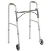 Two Button Folding Steel Walker with 5 Inch Wheels