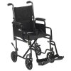 Lightweight Steel Transport Wheelchair with Removable Arms - 19 Inches
