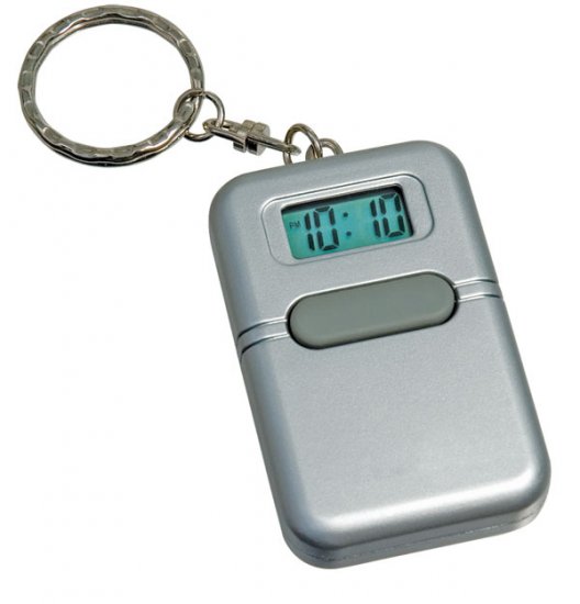 Talking Clock Keychain Silver - English - Click Image to Close