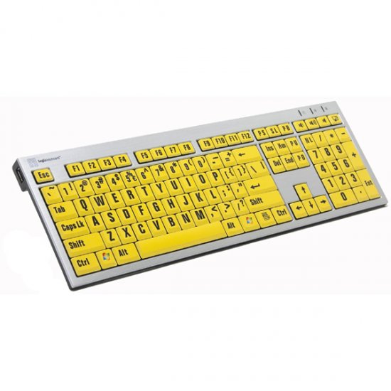 LargePrint Black on Yellow - PC Slimline Keyboard - Click Image to Close