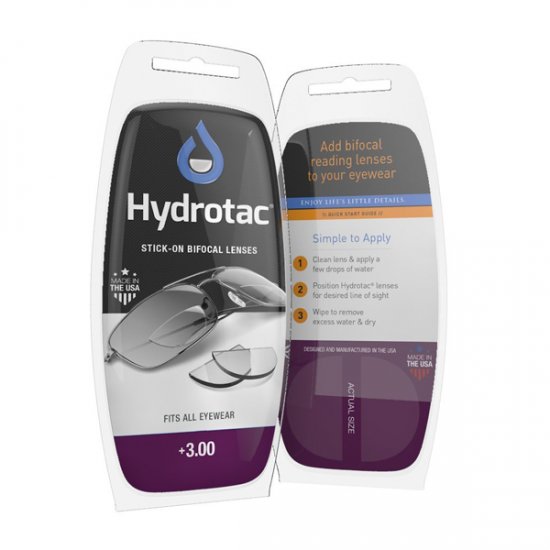 Hydrotac Stick-On Bifocal Reading Lenses +3.00 Hydrotac Stick-On Bifocal Reading Lenses +3.00