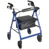 Rollator Walker with Fold Up and Removable Back Support and Padded Seat - Blue