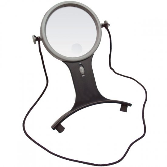 2.5X w/6X Bifocal Lighted LED Hands Free Magnifier - Click Image to Close