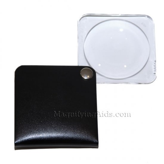3.5X Eschenbach Leather Folding Square Pocket Magnifier - 50 mm Black