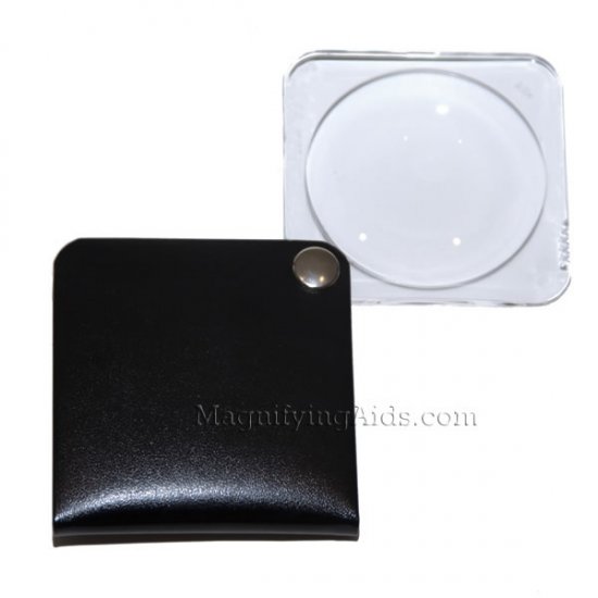 3.5X Eschenbach Leather Folding Square Pocket Magnifier - 50 mm Black - Click Image to Close