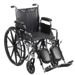 Chrome Sport Wheelchair - Adj. Height, Detachable Full Arm and Elevating Leg Rests 18 Inches
