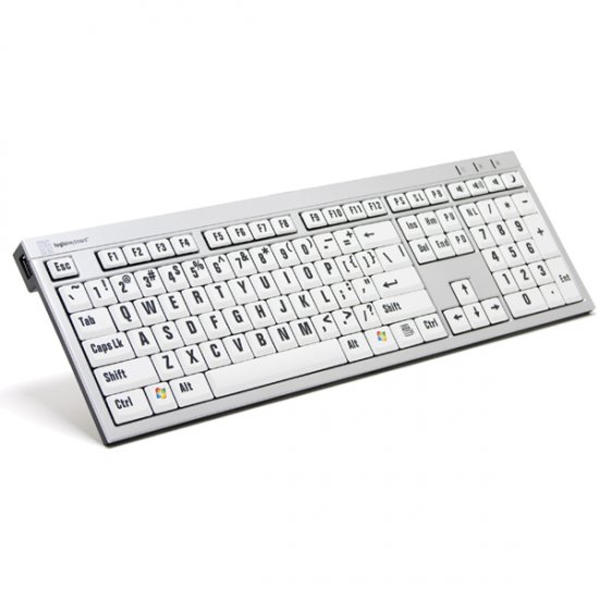 LargePrint Black on White - PC Slimline Keyboard - Click Image to Close