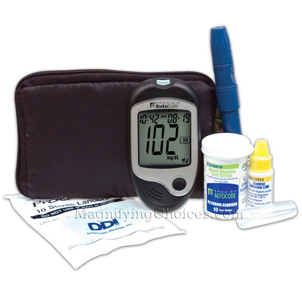 Prodigy AutoCode Talking Blood Glucose Monitoring Kit: Bilingual - English or Spanish - Click Image to Close