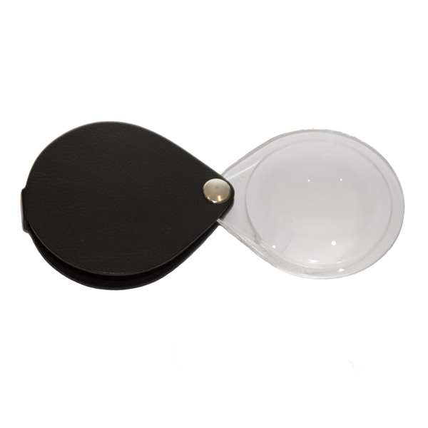 6X Eschenbach Leather Folding Teardrop Pocket Magnifier - Black - Click Image to Close