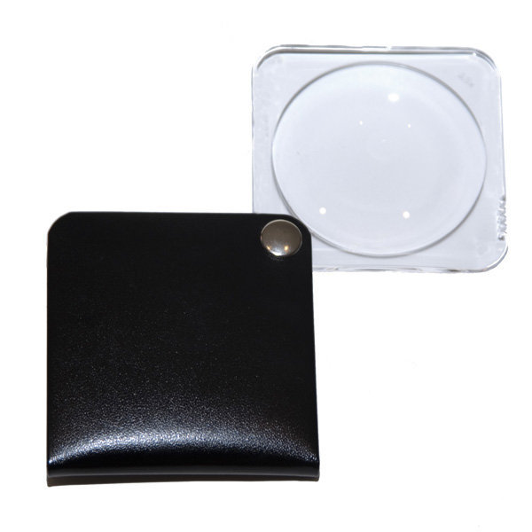 3.5X Eschenbach Leather Folding Square Pocket Magnifier - 60 mm Black - Click Image to Close