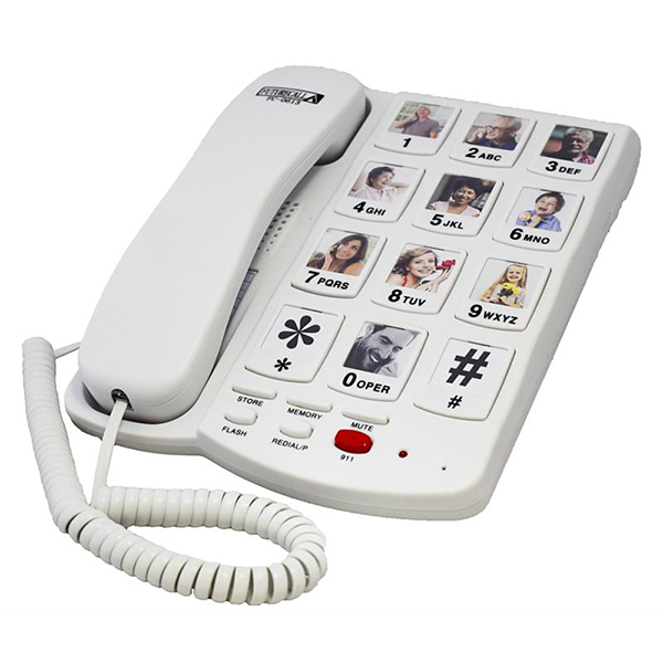 Big Picture Button Desktop Phone with 40db + Phone Number Storage Protection - Click Image to Close