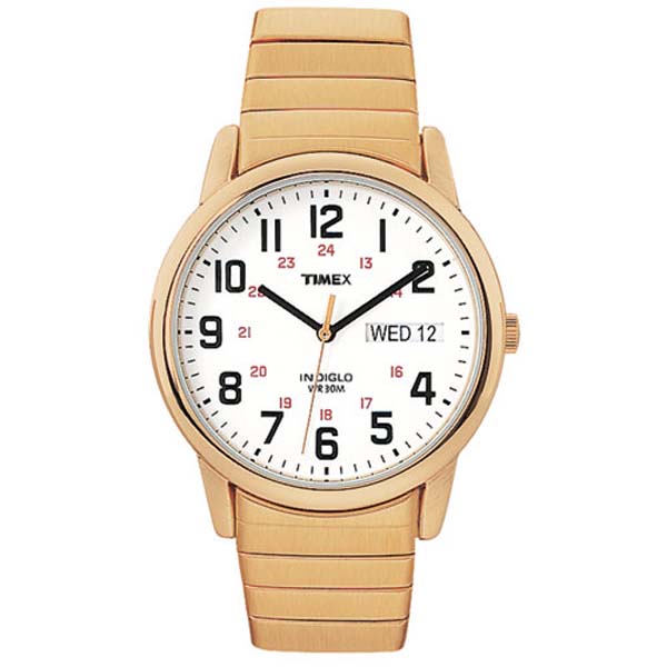 Men's Gold Tone Timex Watch with Indiglo Light - Click Image to Close