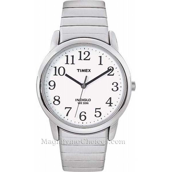 Men's Silver Tone Timex Watch with Indiglo Light - Click Image to Close