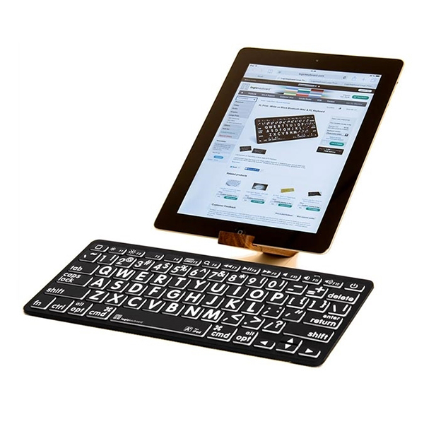 LargePrint White on Black - PC Bluetooth Mini Keyboard - Click Image to Close
