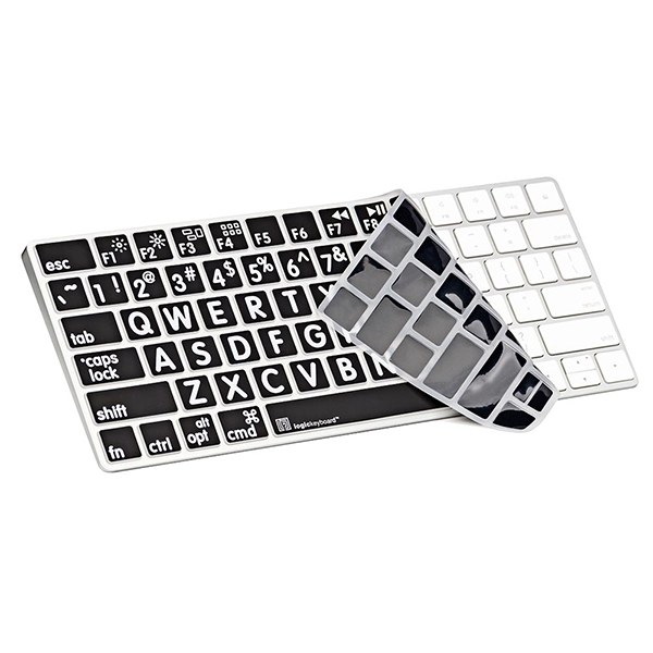 Apple Magic Keyboard - White on Black Large Print Skin - Click Image to Close