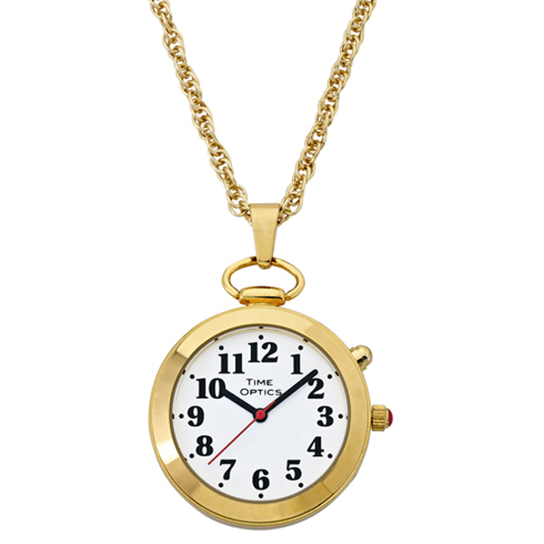 Ladies' Gold Tone Talking Pendant Pocket Watch with Choice of Voice (Male & Female) - Click Image to Close