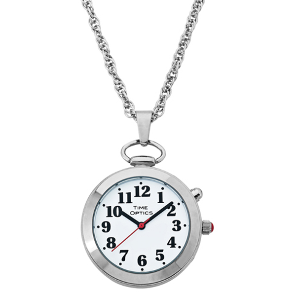 Ladies' Silver Tone Talking Pendant Pocket Watch with Choice of Voice (Male & Female) - Click Image to Close