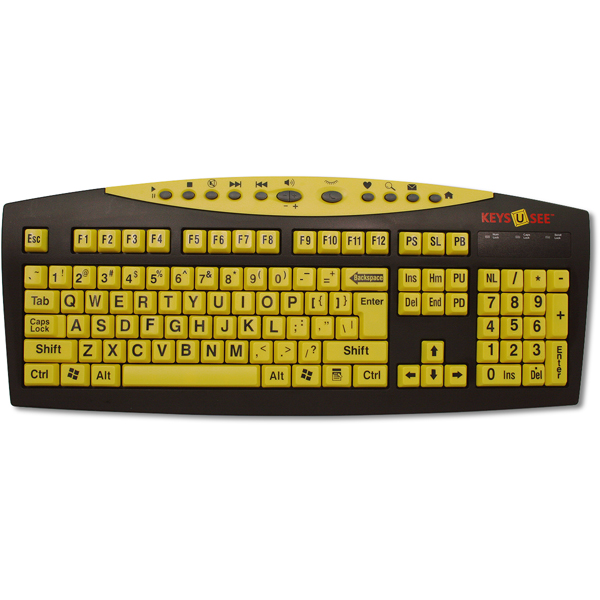 Keys U See Computer Keyboard - Yellow Keys with Black Print - Click Image to Close